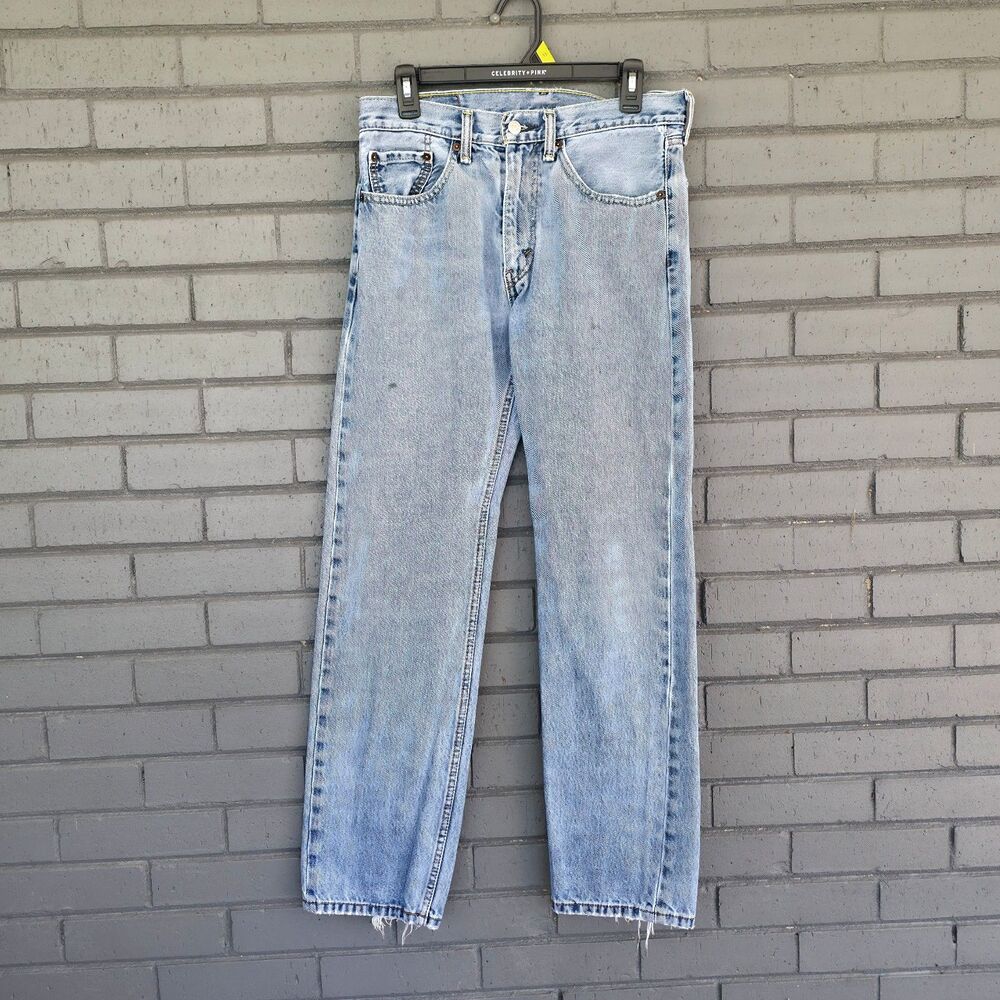 Levi’s 505 Jeans Mens Light Wash Distressed Straight Leg Red Tab Vintage Style
